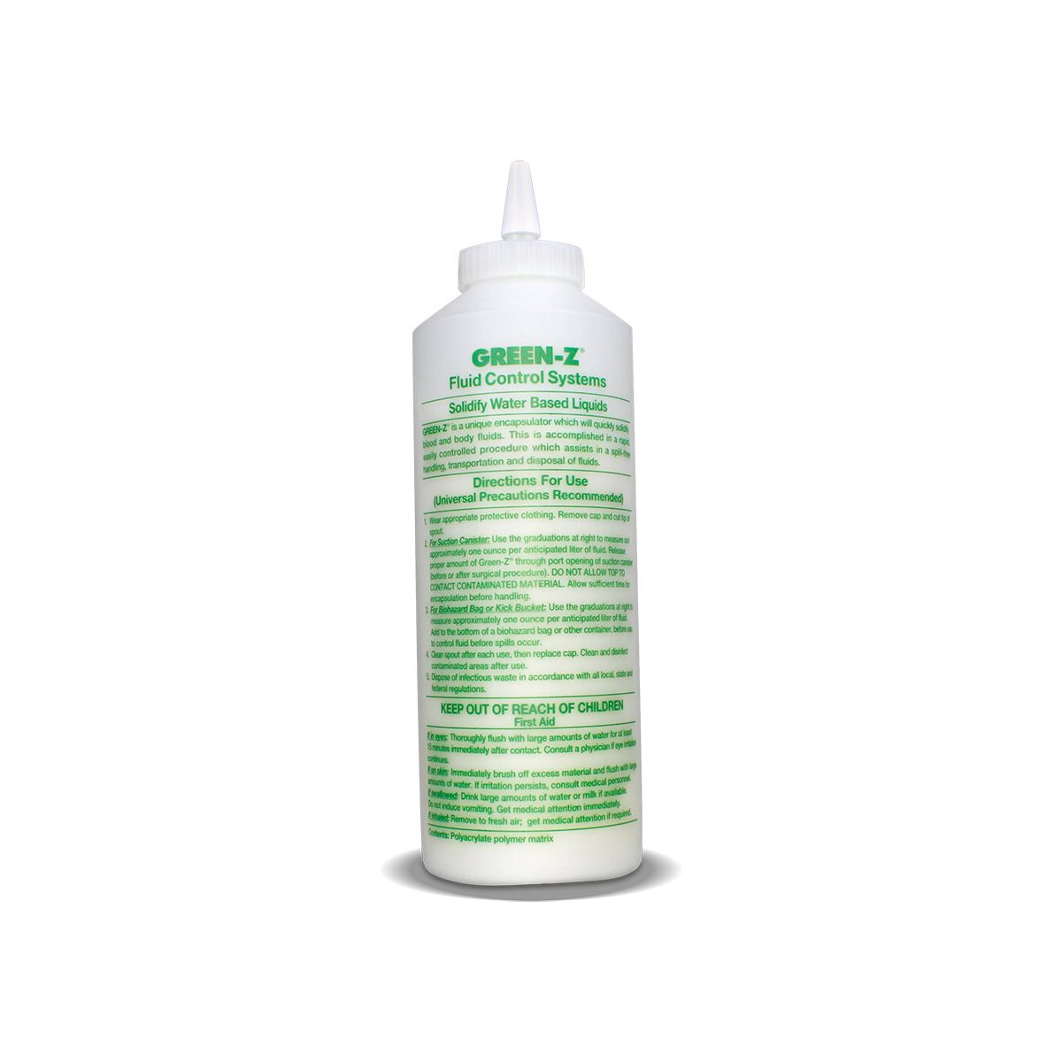 Green-Z® Spill Control Solidifier Single/Multi-Use Bottles - Infection and Spill Control